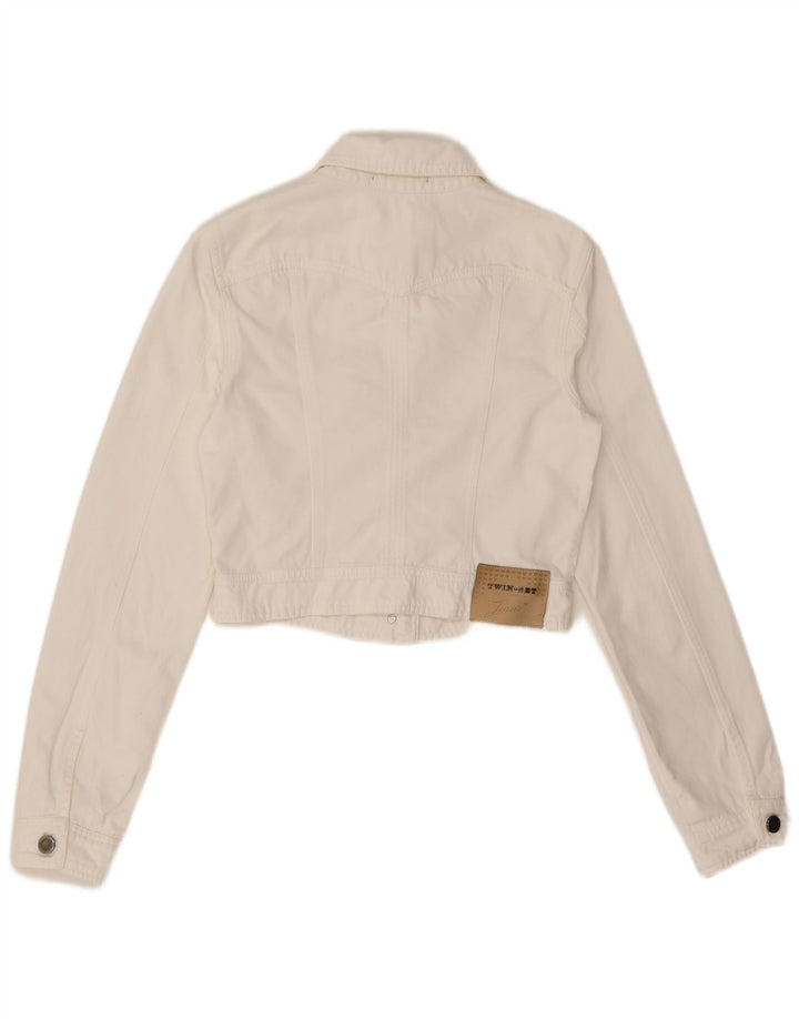 Jaqueta jeans feminina Twin-Set UK 12 médio branco