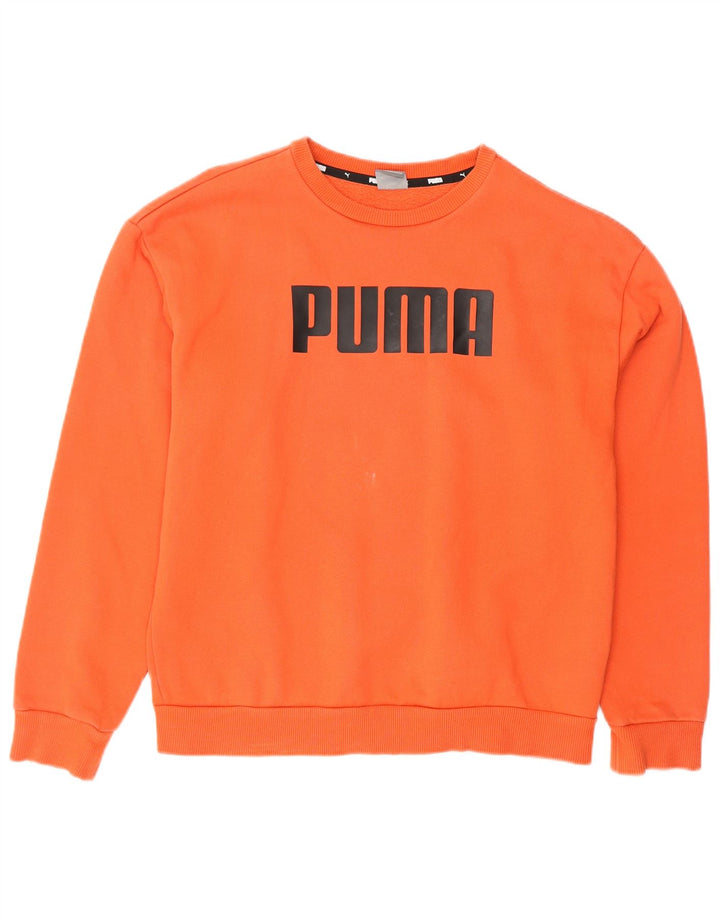 PUMA feminino oversized gráfico moletom jumper Reino Unido 10 pequeno algodão laranja