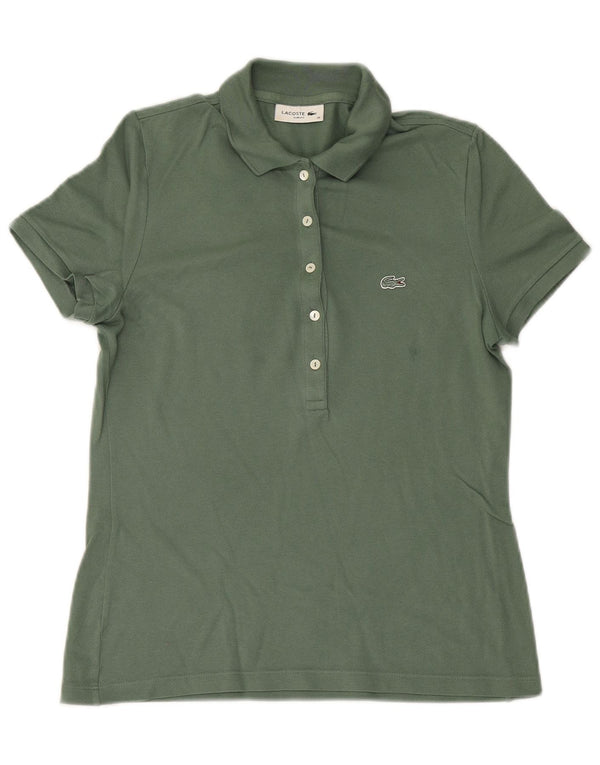 Camisa polo feminina LACOSTE Slim Fit tamanho 38 médio cáqui