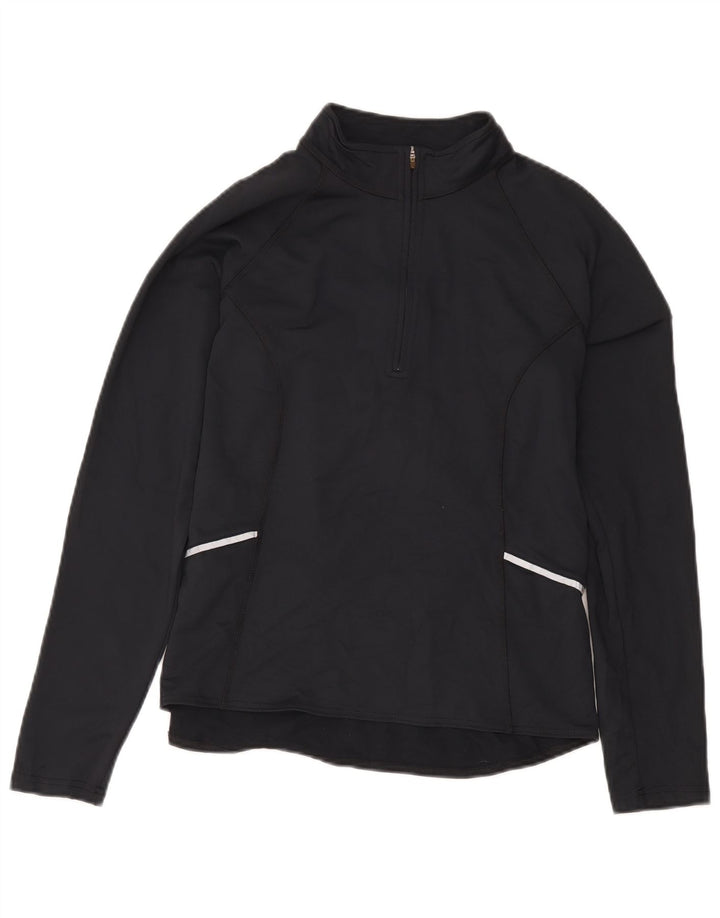 L.L.Bean Pulôver feminino com zíper e gola alta, pulôver, Reino Unido 14, médio, preto, nylon