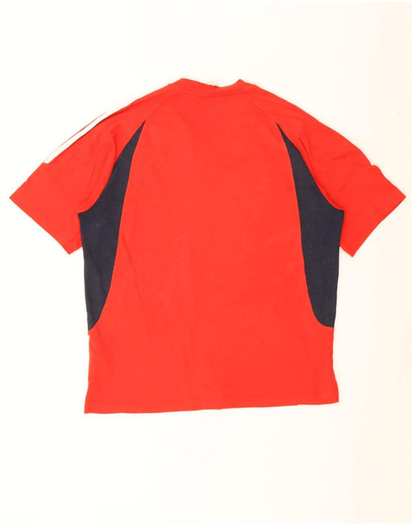 Adidas Mens Camiseta Top Grande Algodão Colorblock Vermelho