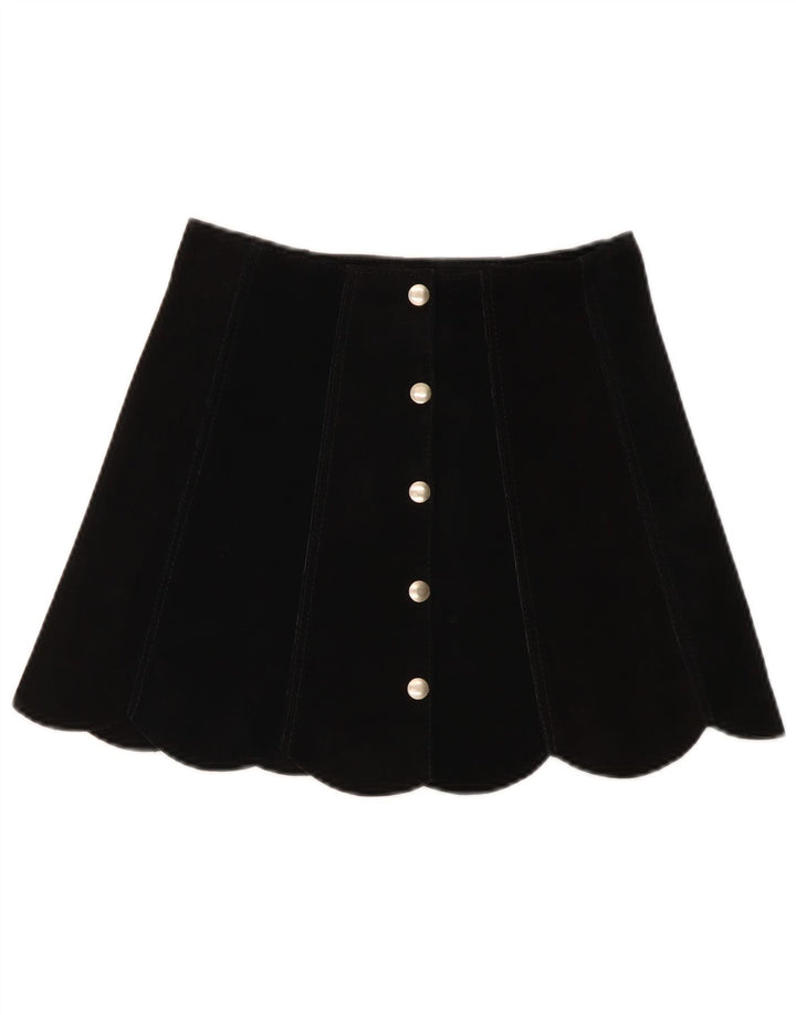 Minissaia feminina VINTAGE de camurça W26 pequena preta