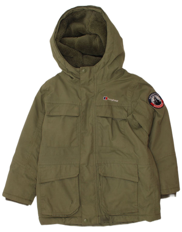 Jaqueta Parka com capuz para meninos Berghaus 5-6 anos poliéster cáqui