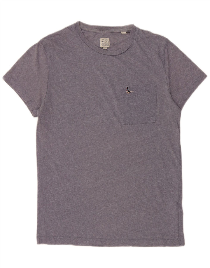 Camiseta masculina Jack Wills top pequeno algodão manchado azul