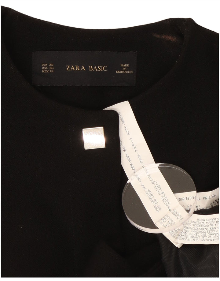 Jaqueta blazer feminina Zara Crop 1 botão Reino Unido 6 XS preto acetato