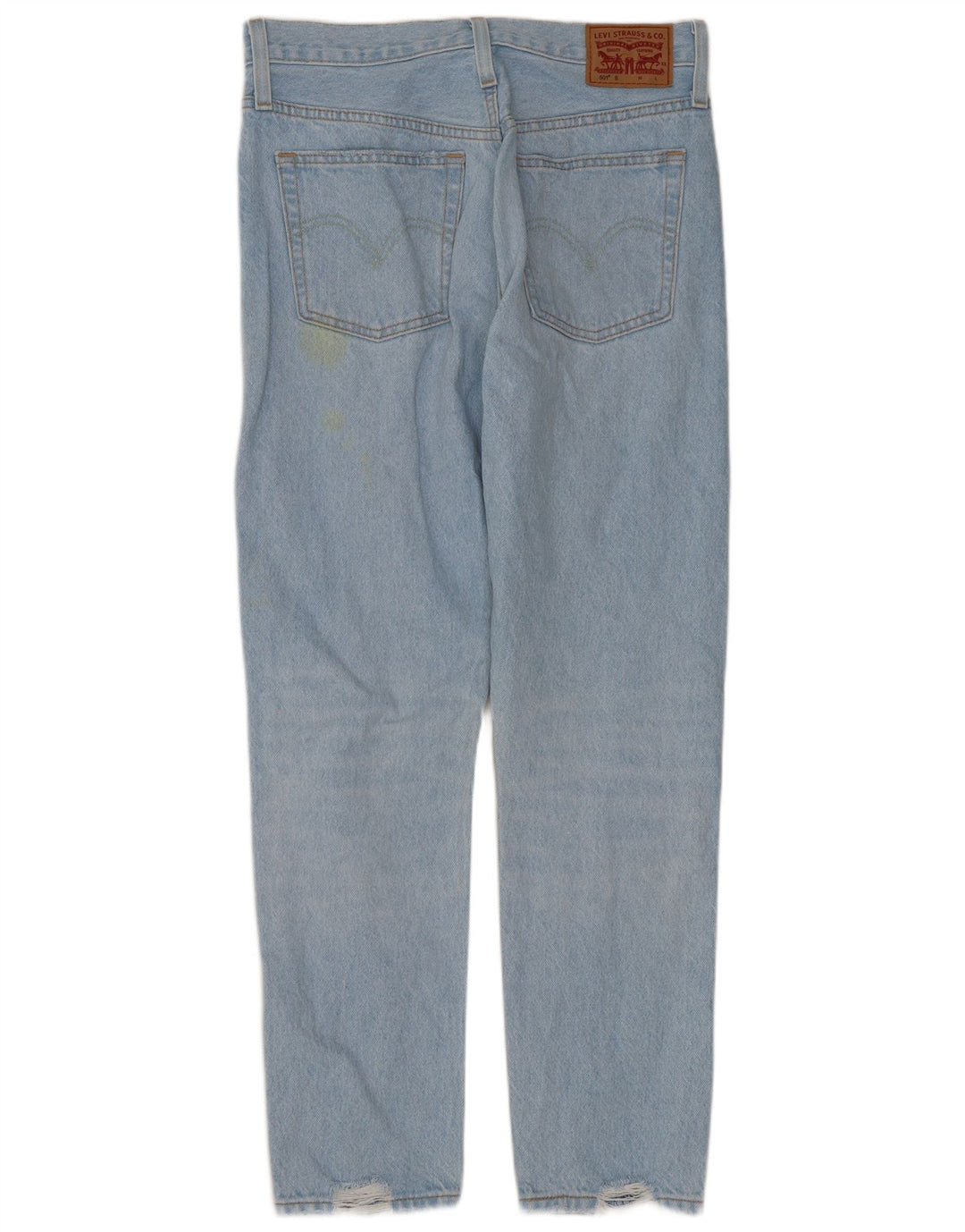 Calça Jeans Levis Feminina 501 Distressed Straight W27 L28 Azul Algodão