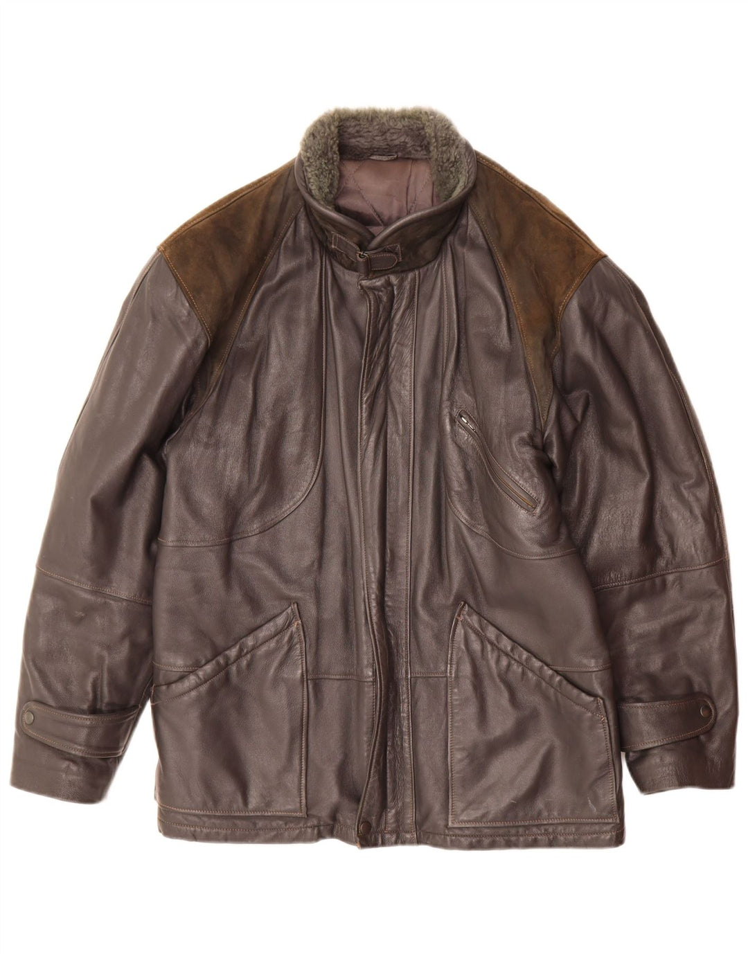 Jaqueta de couro masculina vintage IT 46 pequeno bloco colorido preto