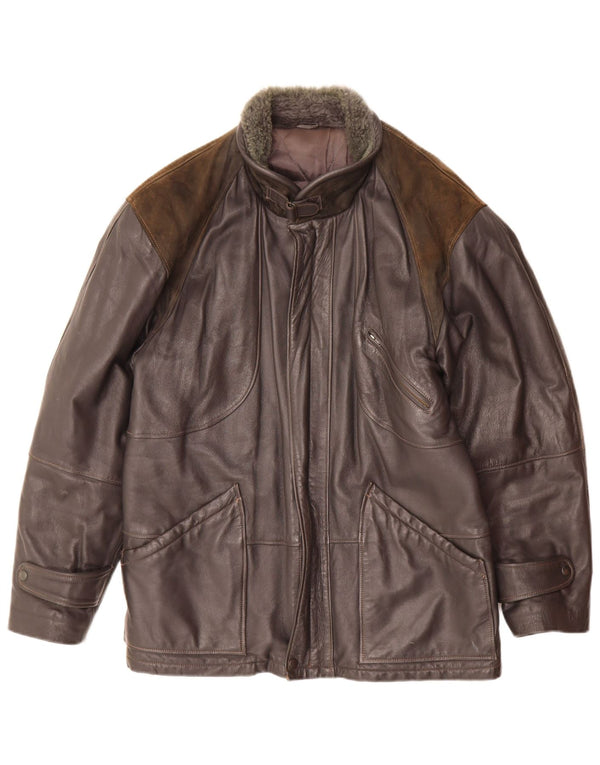 Jaqueta de couro masculina vintage IT 46 pequeno bloco colorido preto