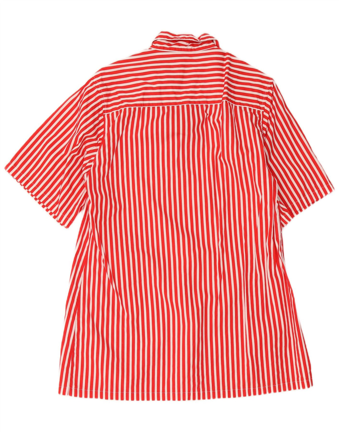 Vestido feminino vintage UK 14 algodão listrado vermelho médio