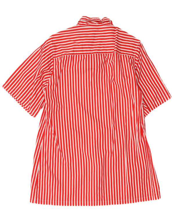Vestido feminino vintage UK 14 algodão listrado vermelho médio