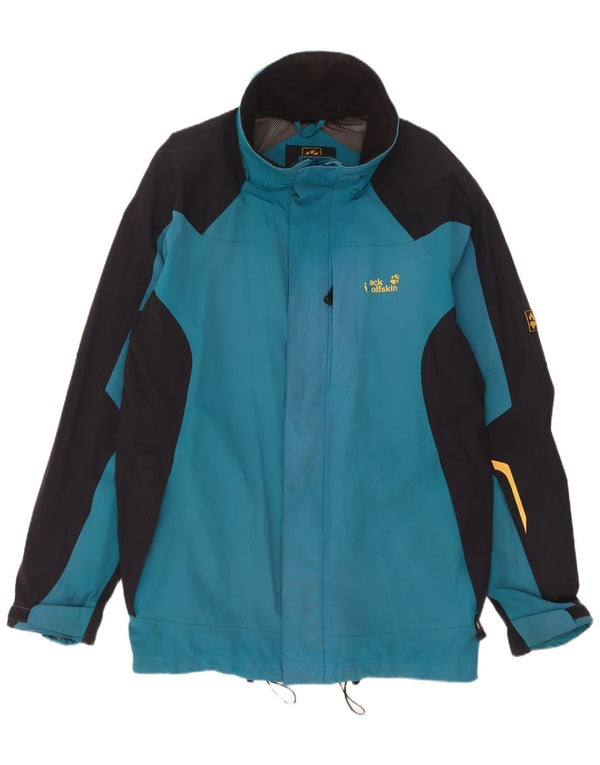 Jaqueta de chuva masculina Jack Wolfskin UK 44/46 XL azul colorblock poliamida