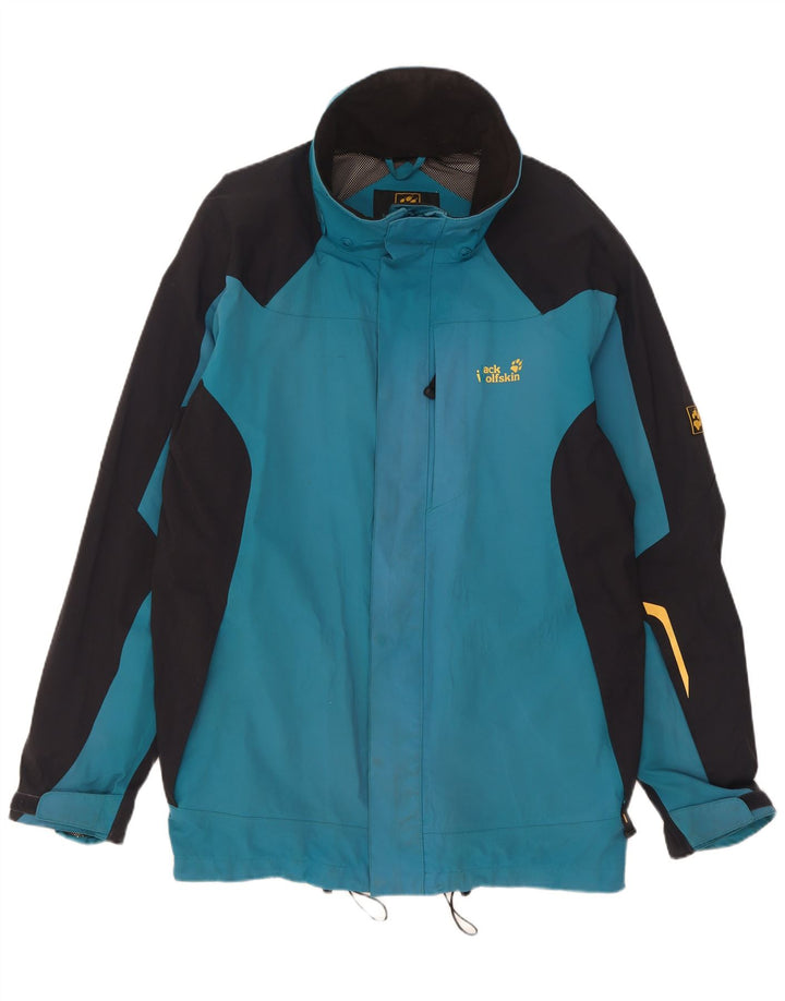 Jaqueta de chuva masculina Jack Wolfskin UK 44/46 XL azul colorblock poliamida