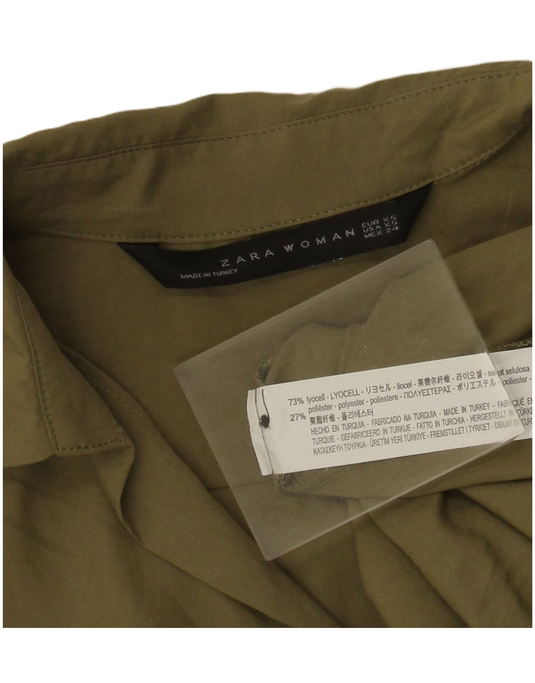 Pulôver feminino Zara manga 3/4 oversized UK 6 XS Khaki Lyocell
