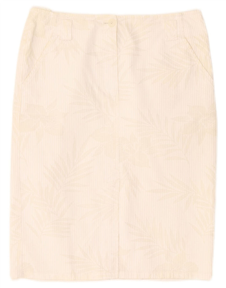 Saia lápis feminina Taifun W28 médio branco floral