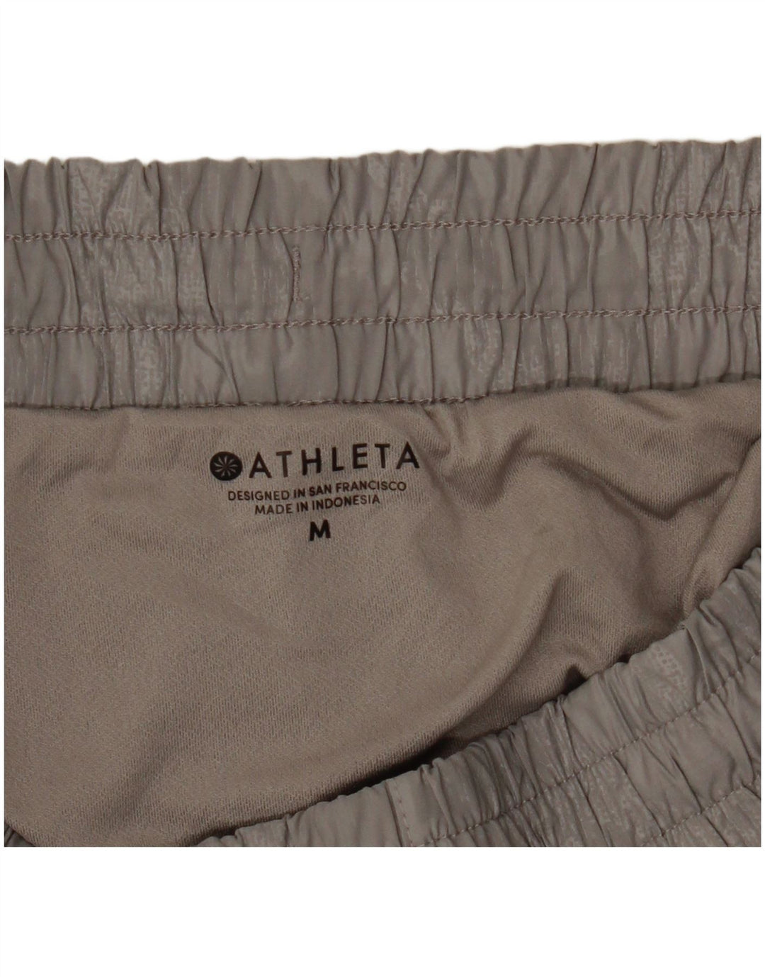 Shorts esportivos femininos Athleta UK 14 camuflagem cinza médio