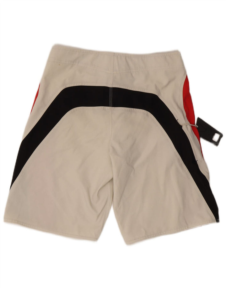 Bear Mens Graphic Casual Shorts W32 Médio Branco Colorblock Poliéster