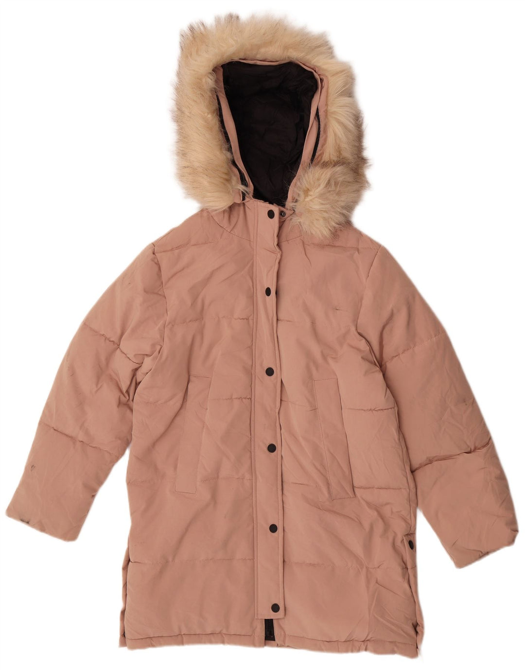 Zara Jaqueta acolchoada com capuz para meninas 13-14 anos poliéster rosa