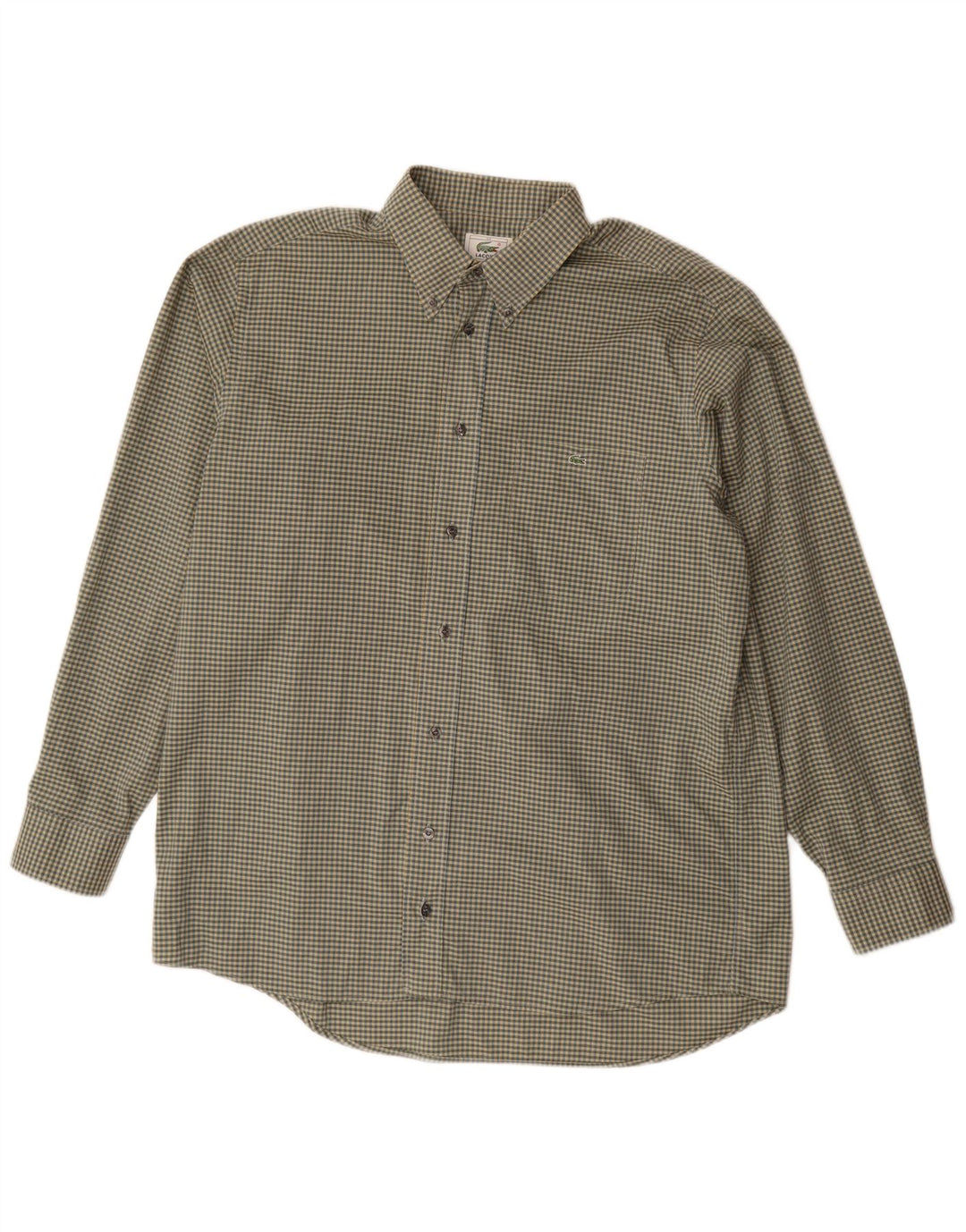 Camisa masculina Lacoste tamanho 42 grande algodão cáqui guingão