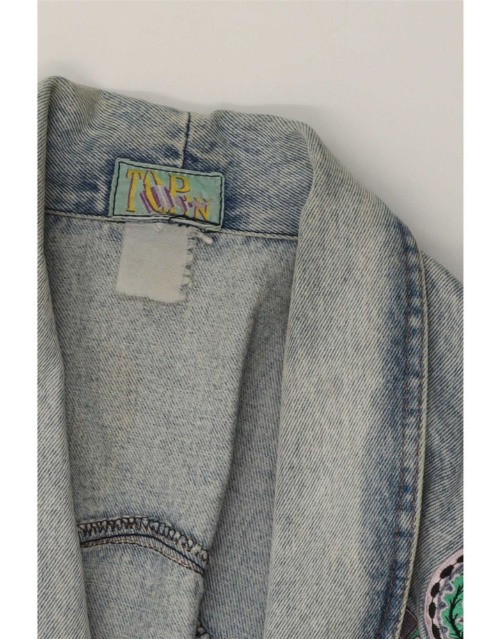 Jaqueta jeans feminina vintage UK 14 azul médio