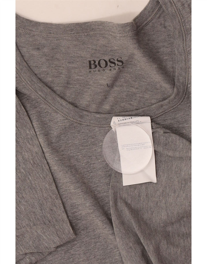 Camiseta masculina Hugo Boss grande algodão manchado cinza