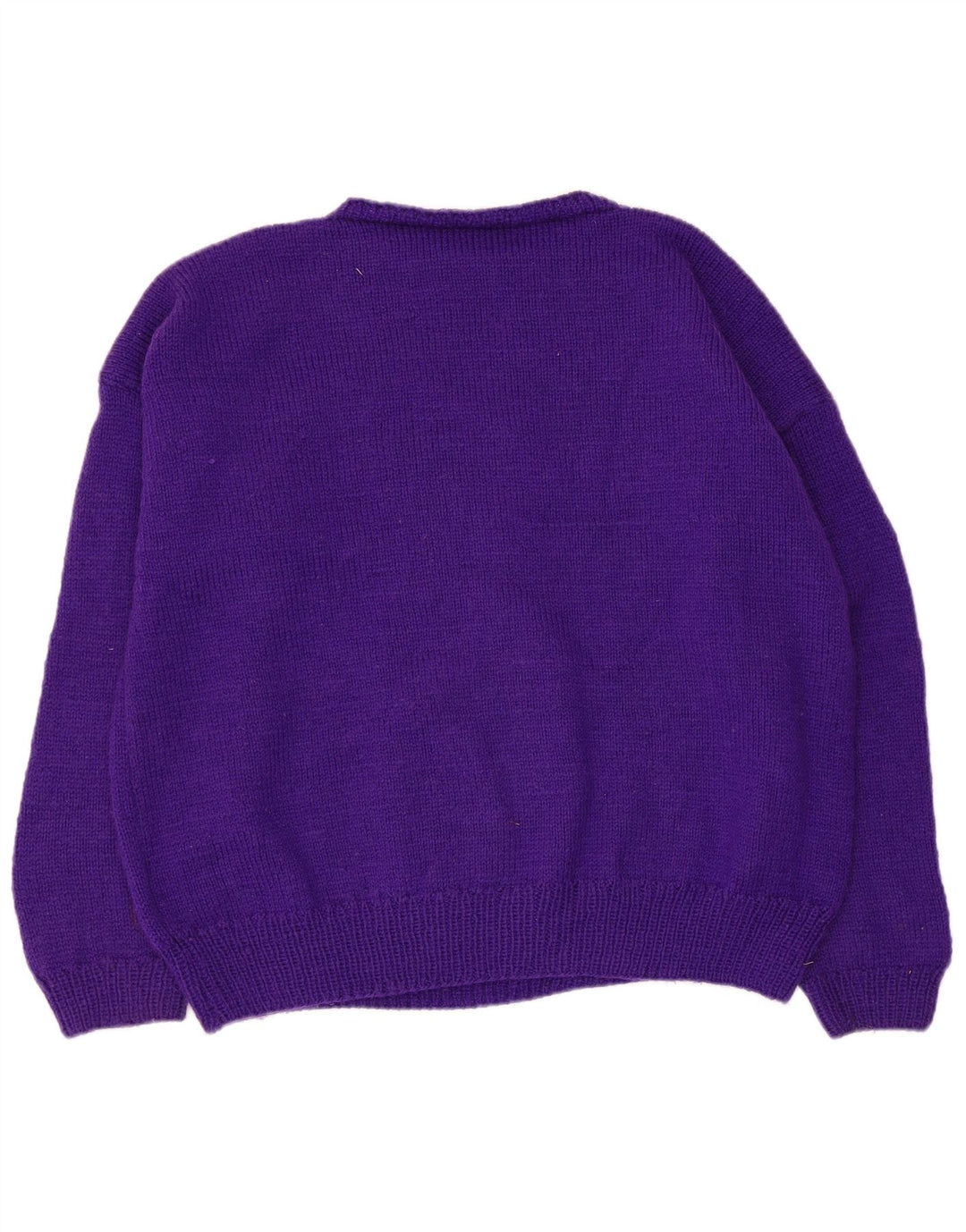 Suéter feminino VINTAGE com gola canoa e gola redonda Reino Unido 18 XL gato roxo