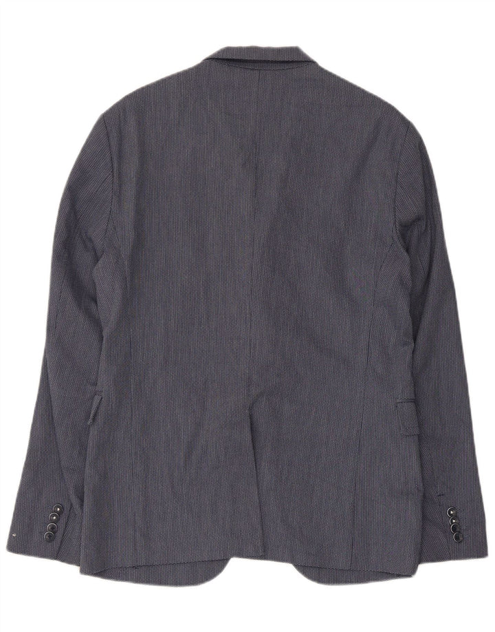 Jaqueta blazer masculina ZARA com 2 botões EU 50 poliéster azul marinho médio