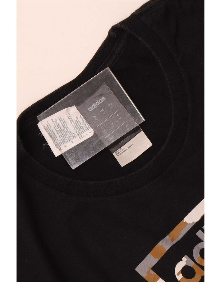 Adidas Mens Graphic T-Shirt Top Médio Algodão Preto