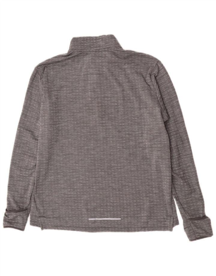 Pulôver masculino Nike para corrida com zíper e gola alta em poliéster cinza grande