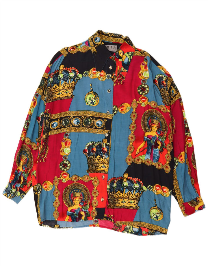 Blusa feminina ARIA com estampa abstrata UK 18 XL multicolorida