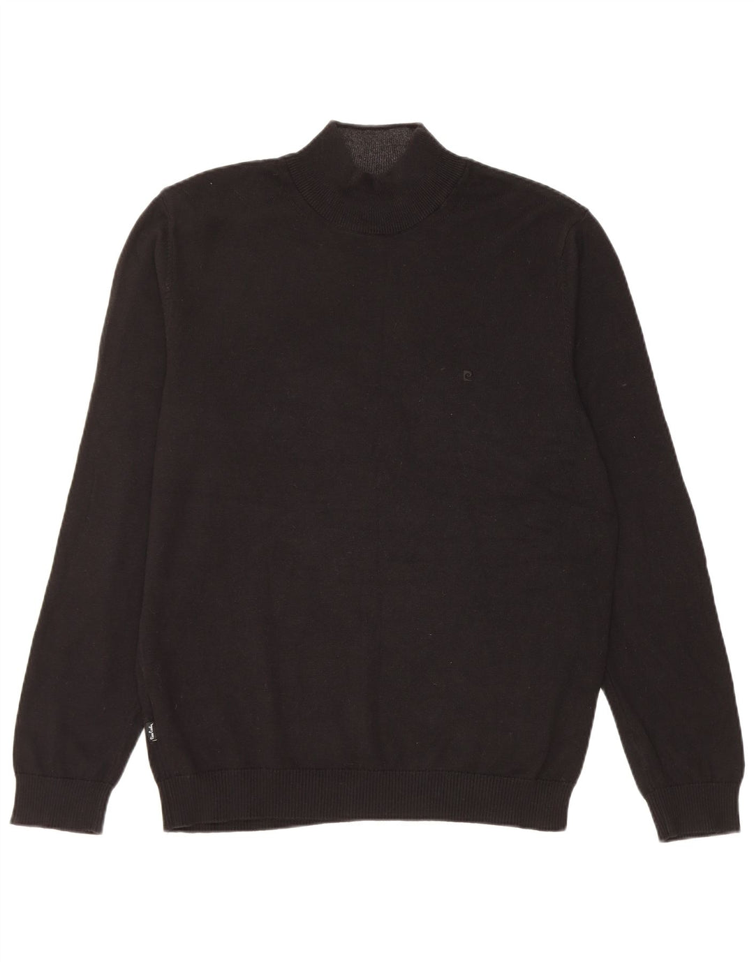 PIERRE CARDIN Suéter masculino com gola tartaruga, grande algodão preto