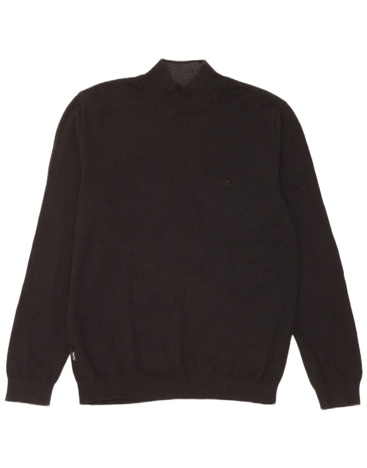 PIERRE CARDIN Suéter masculino com gola tartaruga, grande algodão preto
