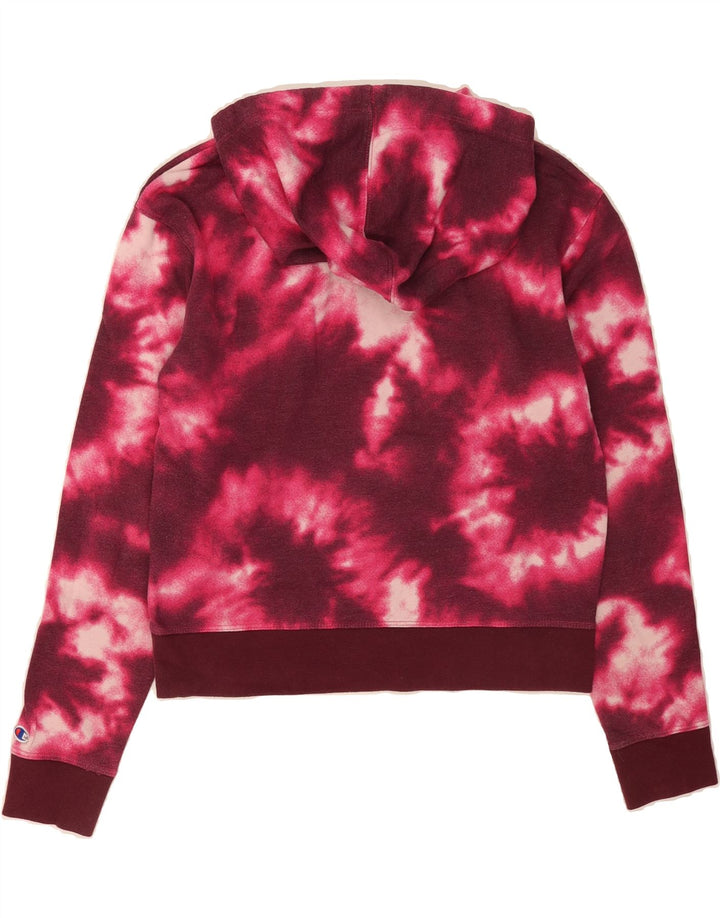 CHAMPION Womens Crop Oversized Hoodie Jumper UK 10 Small Pink Tie Dye Vintage Champion and Second-Hand Champion from Messina Hembry 
