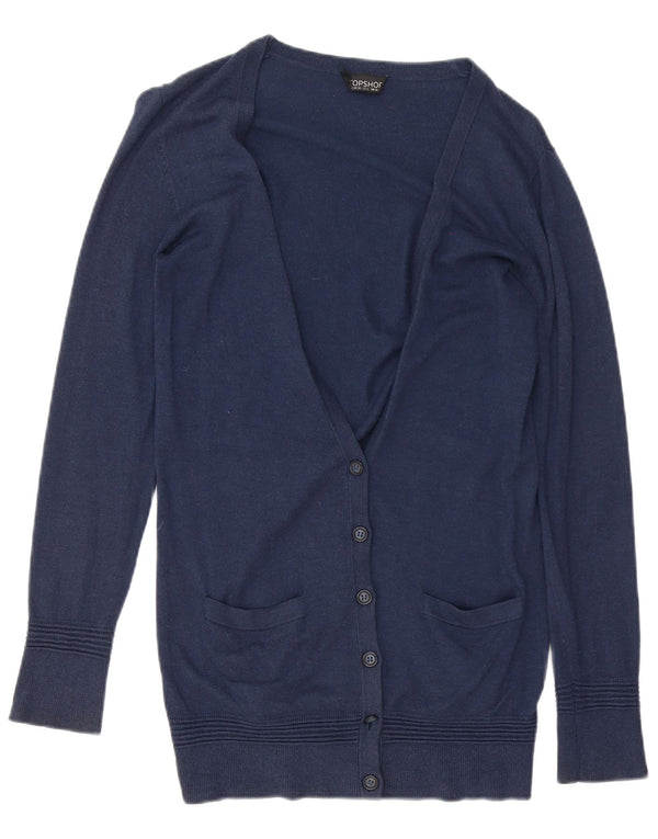 Suéter cardigã feminino topshop longline oversized Reino Unido 10 pequeno azul marinho