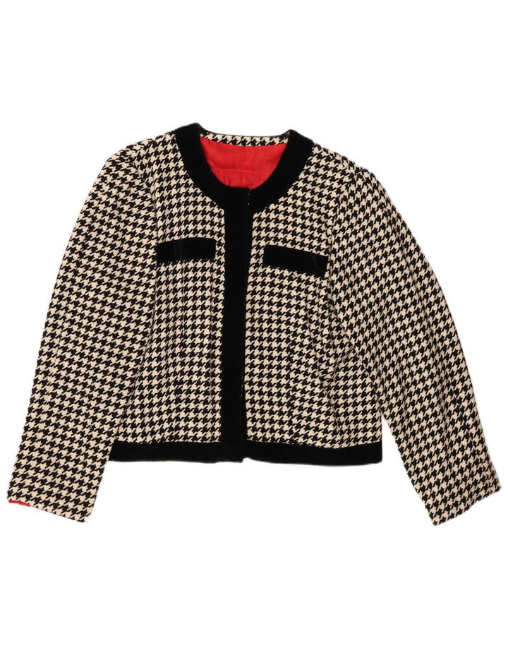 Jaqueta Bolero Feminina VINTAGE UK 12 Médio Preto Houndstooth