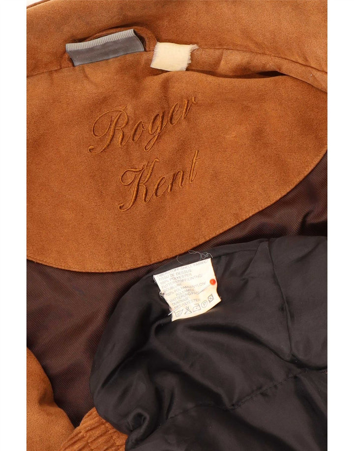 Jaqueta bomber masculina Roger Kent UK 42 XL poliéster marrom