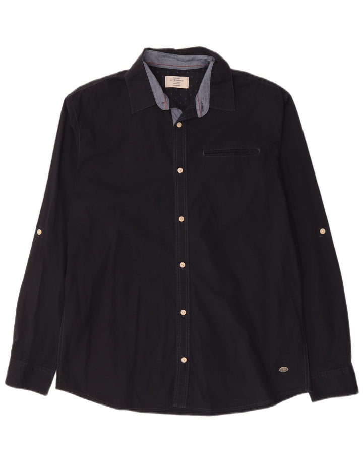 Camisa masculina Jack & Jones XL azul marinho algodão