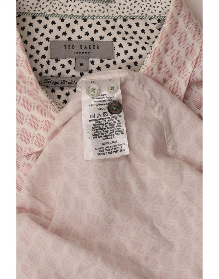Camisa masculina TED BAKER tamanho 6 2XL algodão geométrico rosa