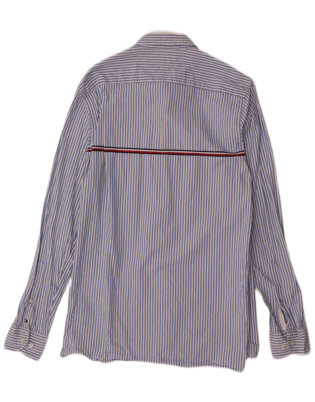 Camisa masculina TOMMY HILFIGER regular fit pequena listrada azul de algodão