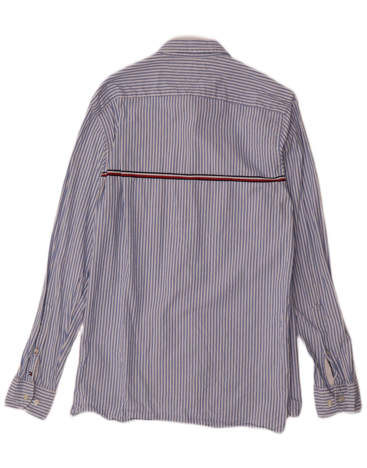 Camisa masculina TOMMY HILFIGER regular fit pequena listrada azul de algodão