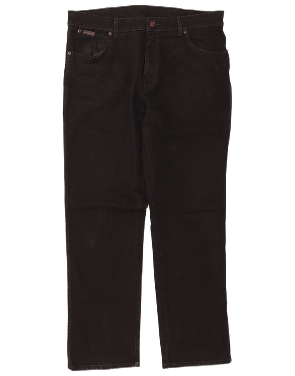 WRANGLER Masculino Texas Stretch Straight Jeans W38 L32 Algodão Preto