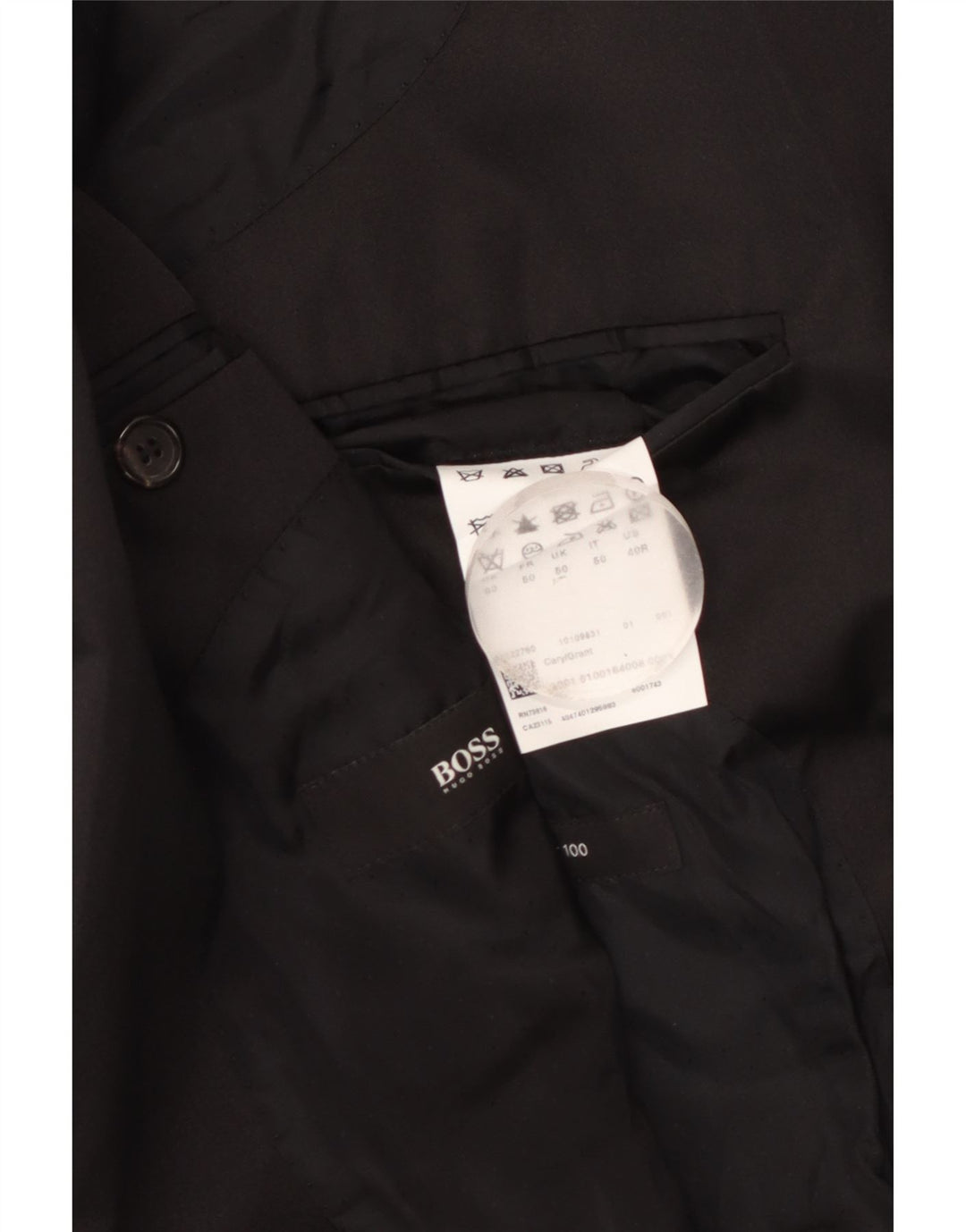 Jaqueta blazer masculina Hugo Boss com 1 botão Reino Unido 50 grande lã virgem preta