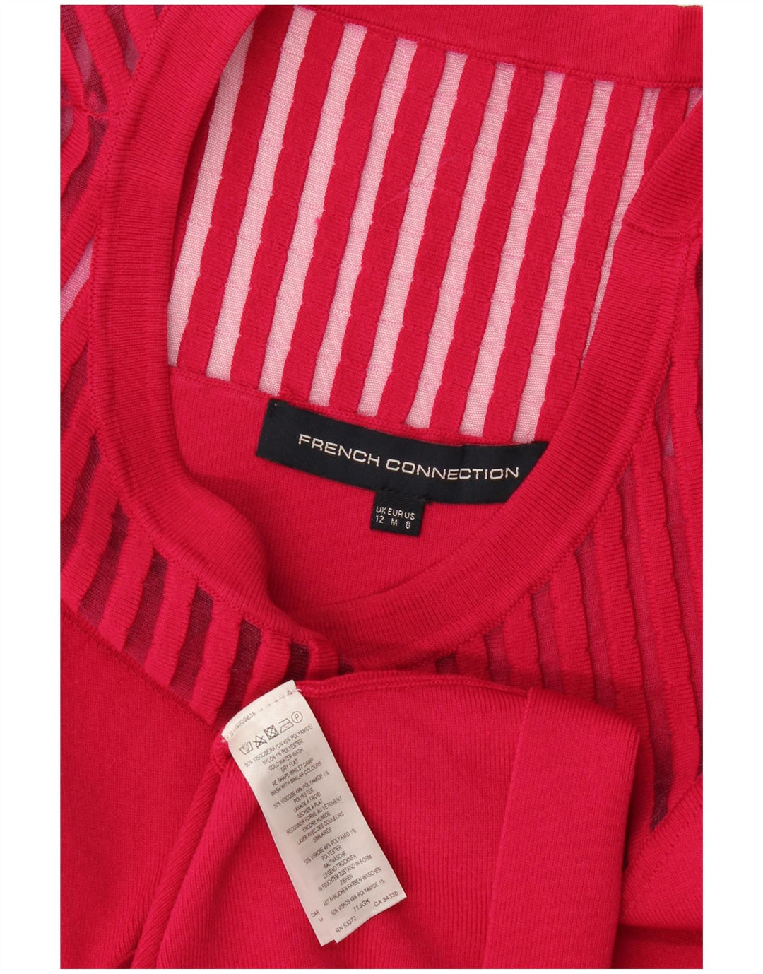 Vestido feminino linha A French Connection Reino Unido 12 viscose rosa médio