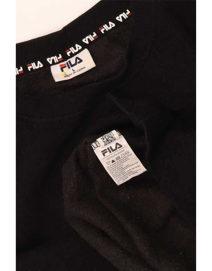 Fila moletom feminino jumper UK 14 grande algodão preto