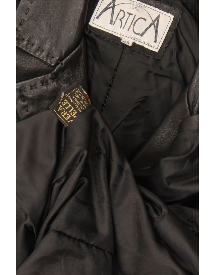 Casaco de couro feminino vintage IT 48 XL couro preto