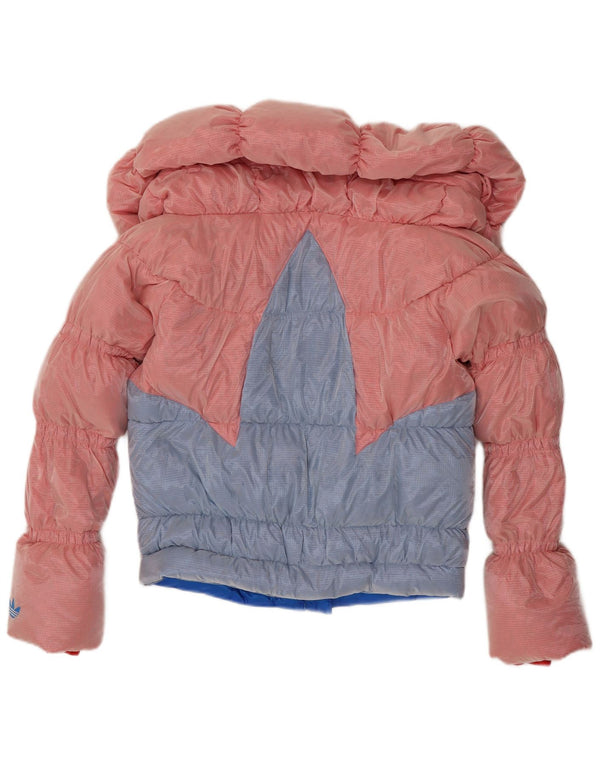 Jaqueta acolchoada feminina Adidas UK 12 médio rosa colorblock poliamida
