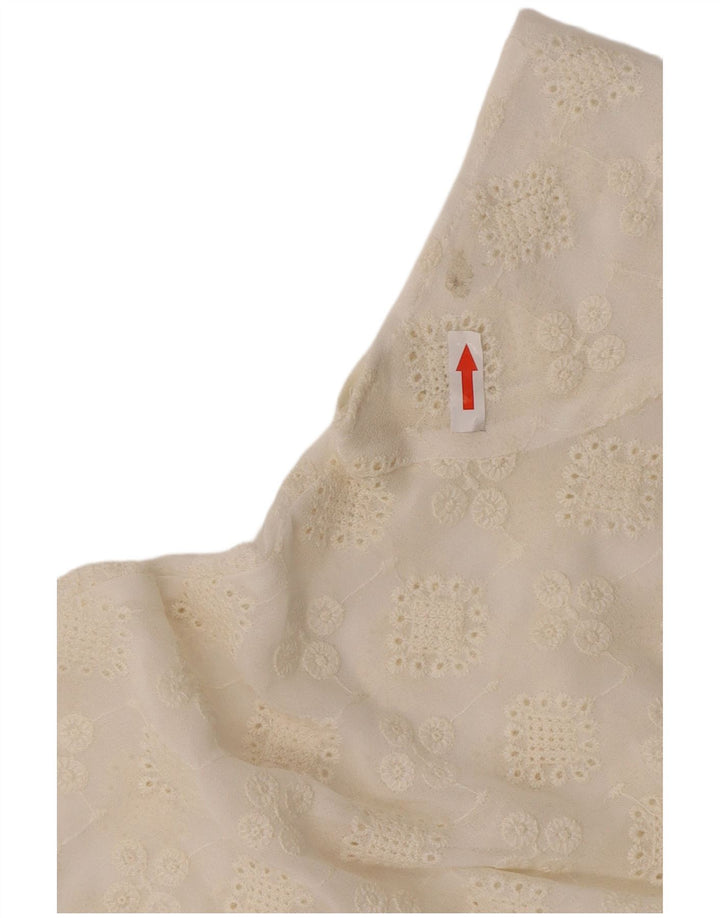Zara Womens See Through Top UK 10 Pequeno Poliéster Floral Off White
