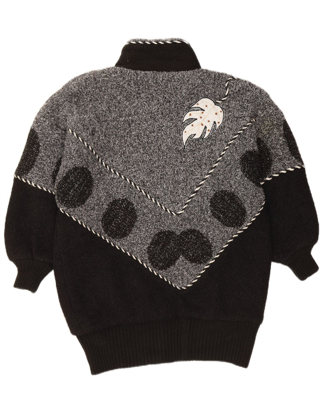 Suéter cardigã feminino VINTAGE UK 22 3XL preto colorblock