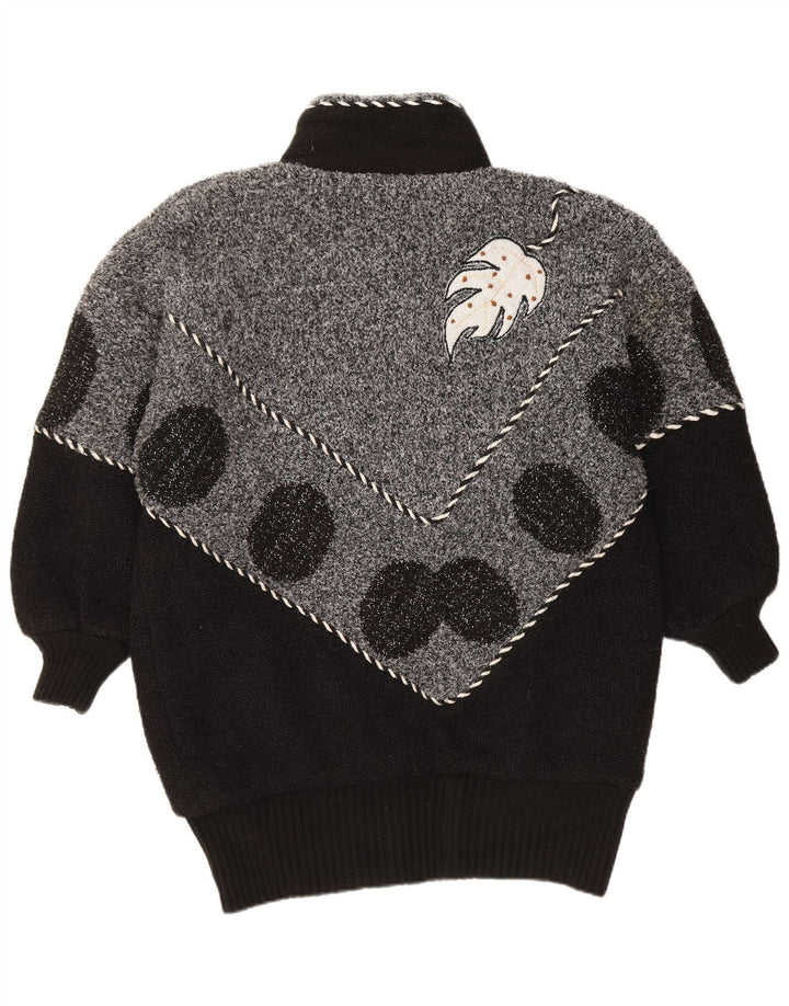 Suéter cardigã feminino VINTAGE UK 22 3XL preto colorblock