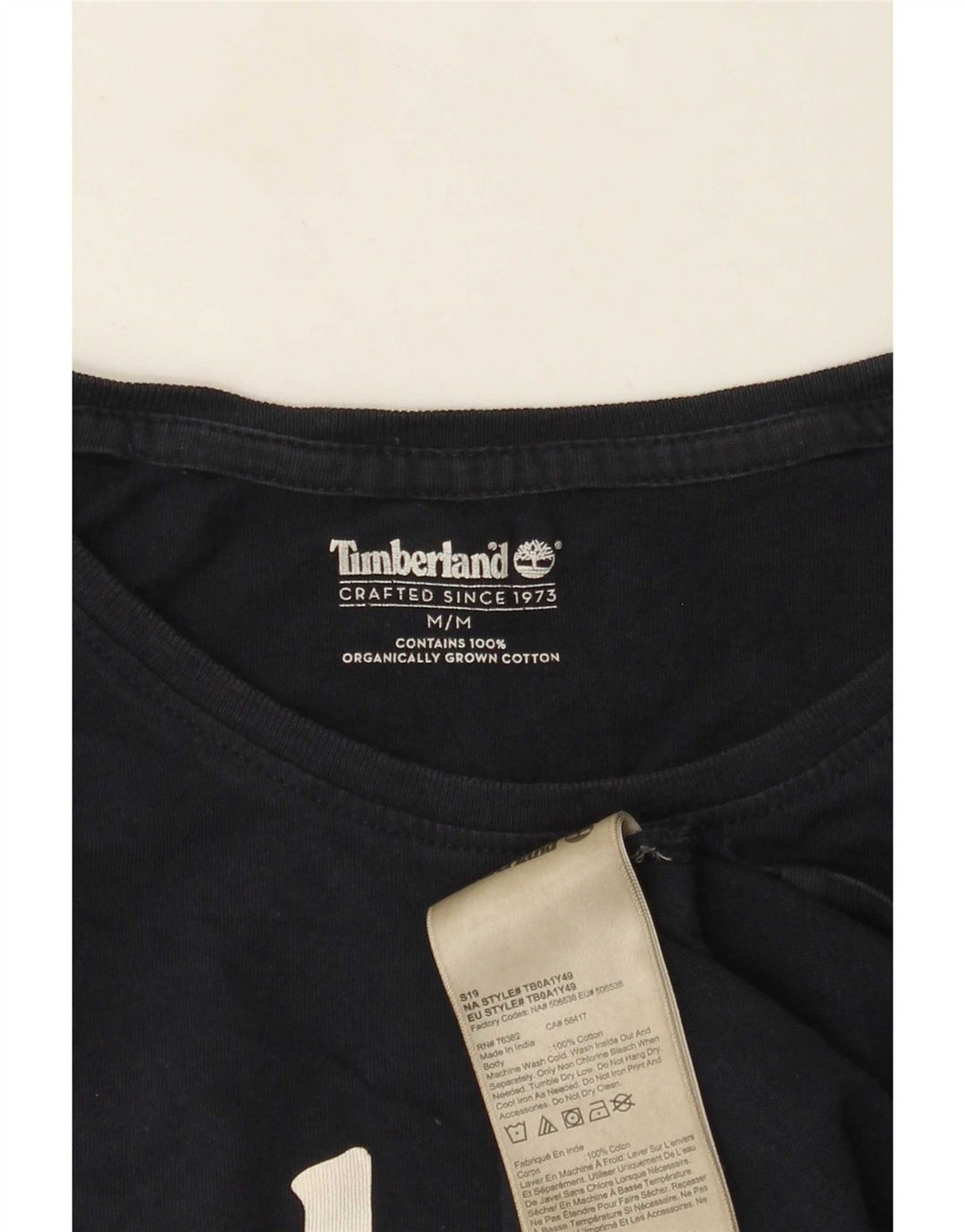 Timberland Camiseta masculina gráfica Top médio algodão azul marinho