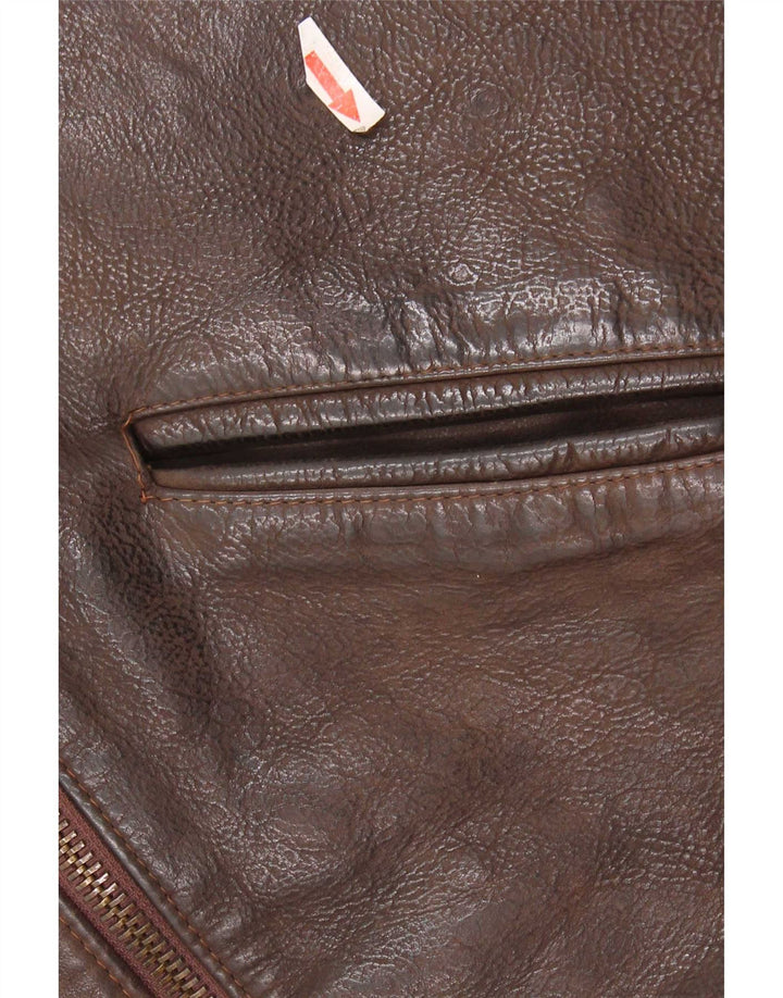 Jaqueta de couro masculina vintage UK 36 pequena marrom